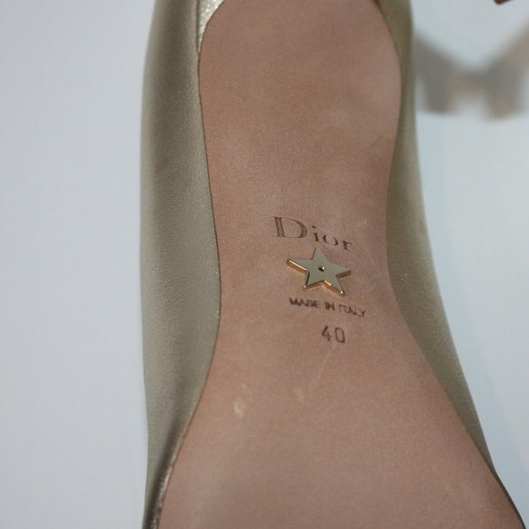 Christian Dior Gold Metallic Lambskin D-Moi Pumps size EU 40 / US 10 NEW $750 - Picture 9 of 10